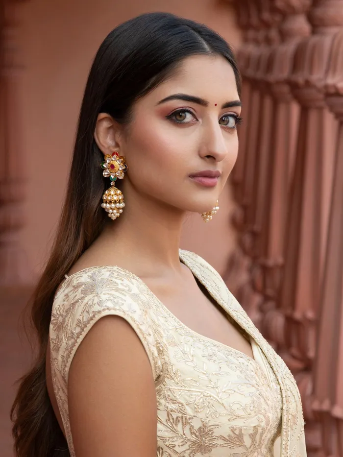 Curio Cottage Bridal Navratan Jhumki Chandelier Earrings Earrings