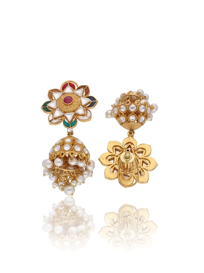 Curio Cottage Bridal Navratan Jhumki Chandelier Earrings Earrings Curio Cottage Bridal Navratan Jhumki Chandelier Earrings Earrings