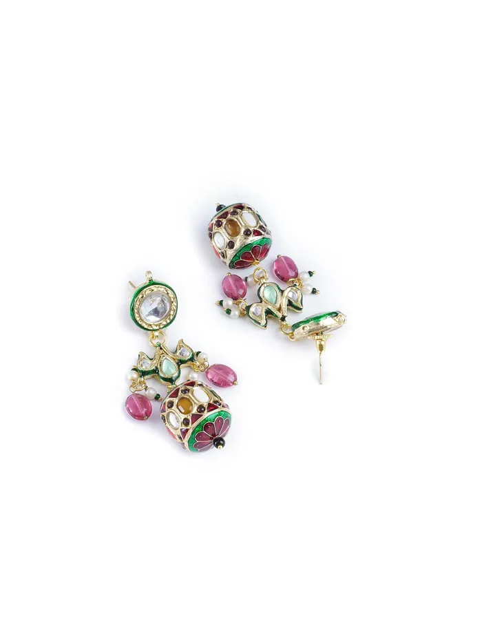 Curio Cottage Earrings Navratna and Kundan Dangler Earrings Curio Cottage Earrings Navratna and Kundan Dangler Earrings