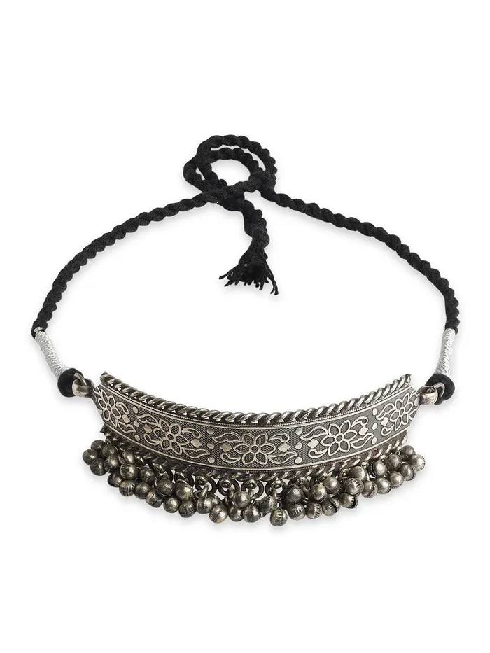 Curio Cottage The Gripping Ghungroo Oxidised Collar Necklace Necklaces Curio Cottage The Gripping Ghungroo Oxidised Collar Necklace Necklaces