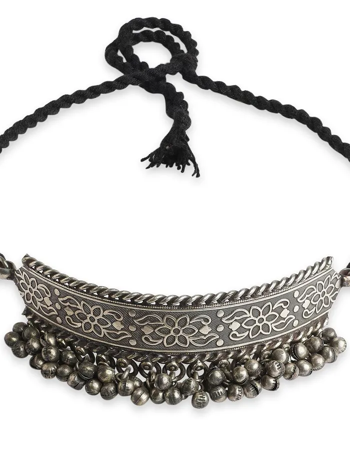 Curio Cottage The Gripping Ghungroo Oxidised Collar Necklace Necklaces Curio Cottage The Gripping Ghungroo Oxidised Collar Necklace Necklaces