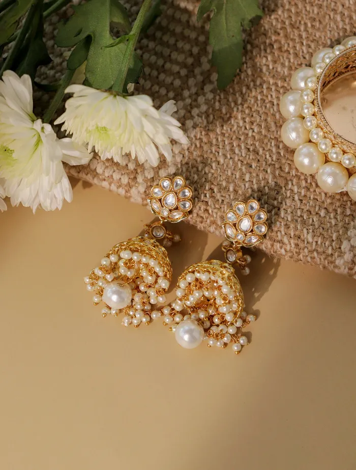 Lush Lilly Pearl Drop Jhumki Curio Cottage Earrings