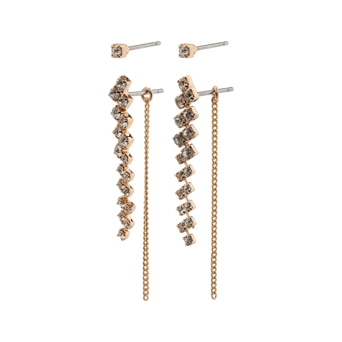 Pilgrim Earrings Jolene Rose Gold Plated Crystal Earring Set