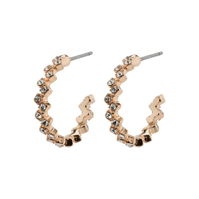 Pilgrim Earrings Jolene Rose Gold Plated Crystal Hoops
