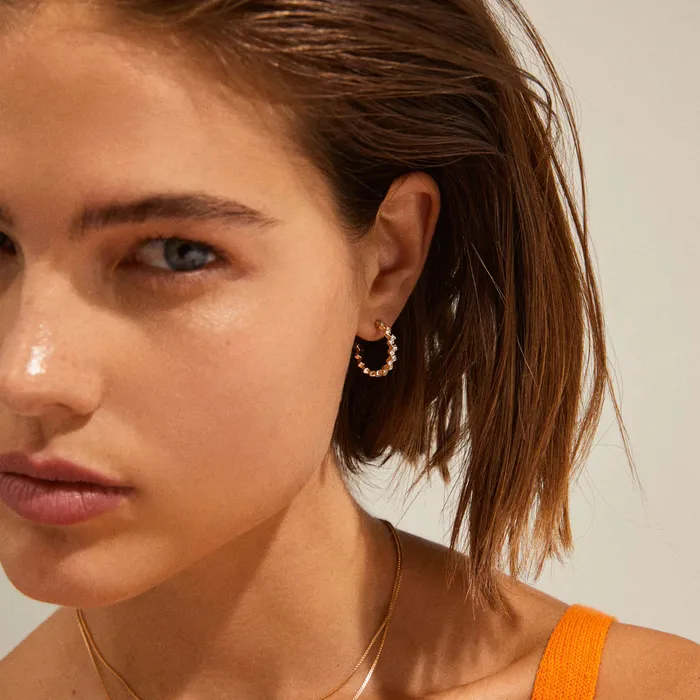 Pilgrim Earrings Jolene Rose Gold Plated Crystal Hoops