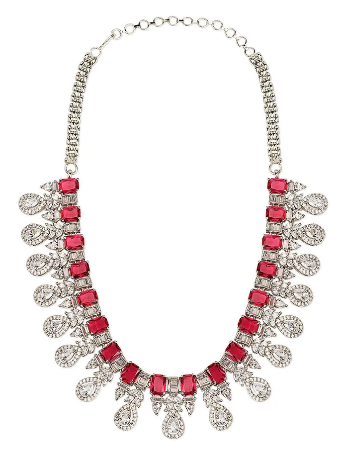 Radiant Ruby Cubic Zirconia Necklace Set Curio Cottage Necklaces Radiant Ruby Cubic Zirconia Necklace Set Curio Cottage Necklaces