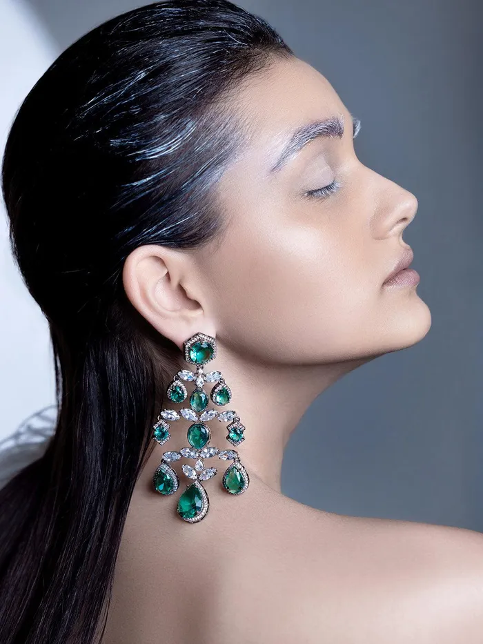 Shining Chandelier CZ Long Earrings Curio Cottage Earrings