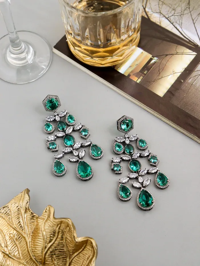 Shining Chandelier CZ Long Earrings Curio Cottage Earrings Shining Chandelier CZ Long Earrings Curio Cottage Earrings