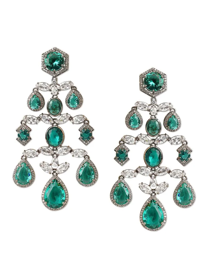 Shining Chandelier CZ Long Earrings Curio Cottage Earrings Shining Chandelier CZ Long Earrings Curio Cottage Earrings