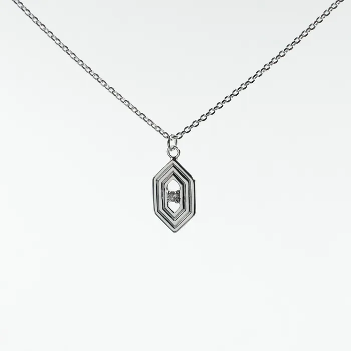Tashi Necklaces Silver Hexagon Shaped Necklace