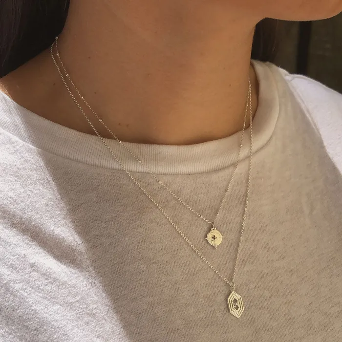 Tashi Necklaces Silver Hexagon Shaped Necklace