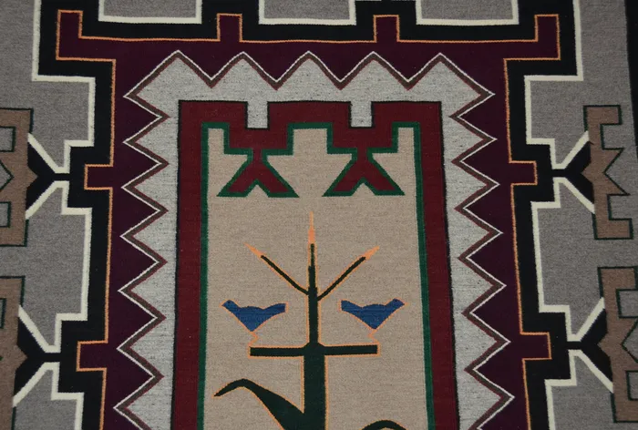 Tree of Life Pictorial Navajo Rug Berlinda Nez Barber Churro 174 48 x 72 4 x 6 Churro Collection Necklaces