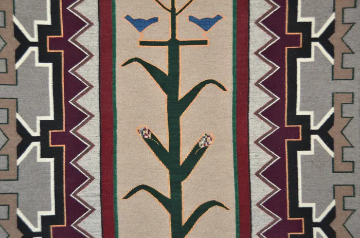 Tree of Life Pictorial Navajo Rug Berlinda Nez Barber Churro 174 48 x 72 4 x 6 Churro Collection Necklaces