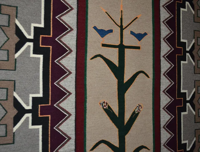Tree of Life Pictorial Navajo Rug Berlinda Nez Barber Churro 174 48 x 72 4 x 6 Churro Collection Necklaces