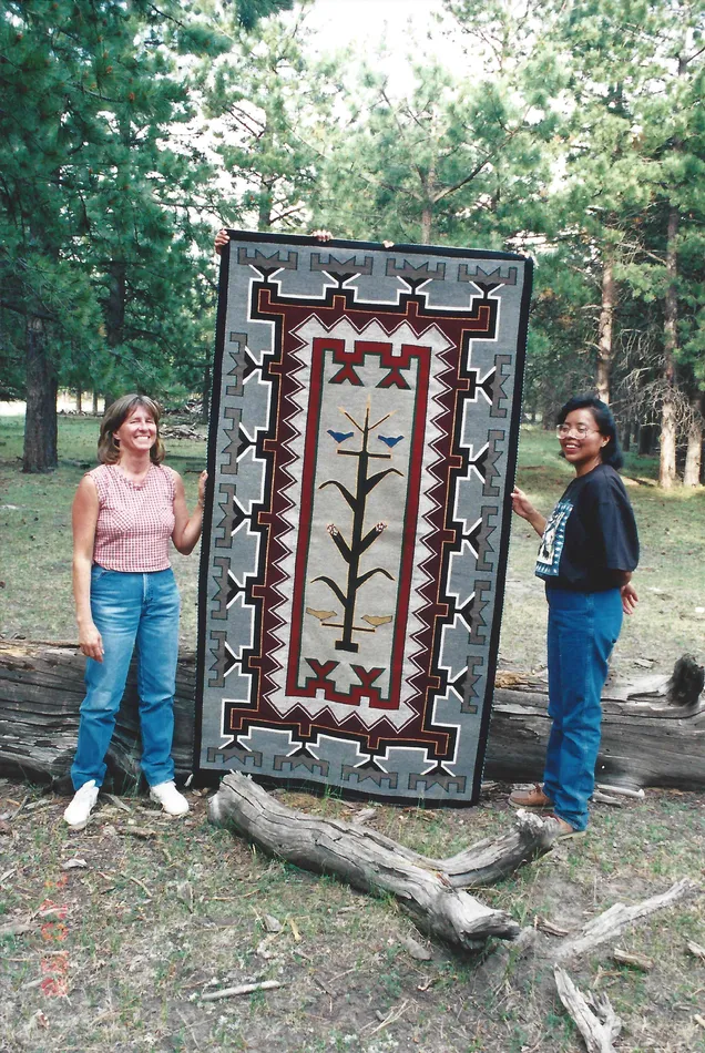 Tree of Life Pictorial Navajo Rug Berlinda Nez Barber Churro 174 48 x 72 4 x 6 Churro Collection Necklaces