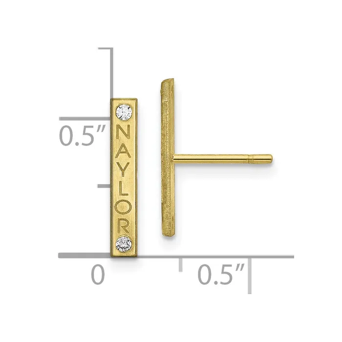 10K Brushed Personalized Bar with Diamond EarringsWBC10XNE136Y WB Choice Jewelry Earrings 10K Brushed Personalized Bar with Diamond EarringsWBC10XNE136Y WB Choice Jewelry Earrings