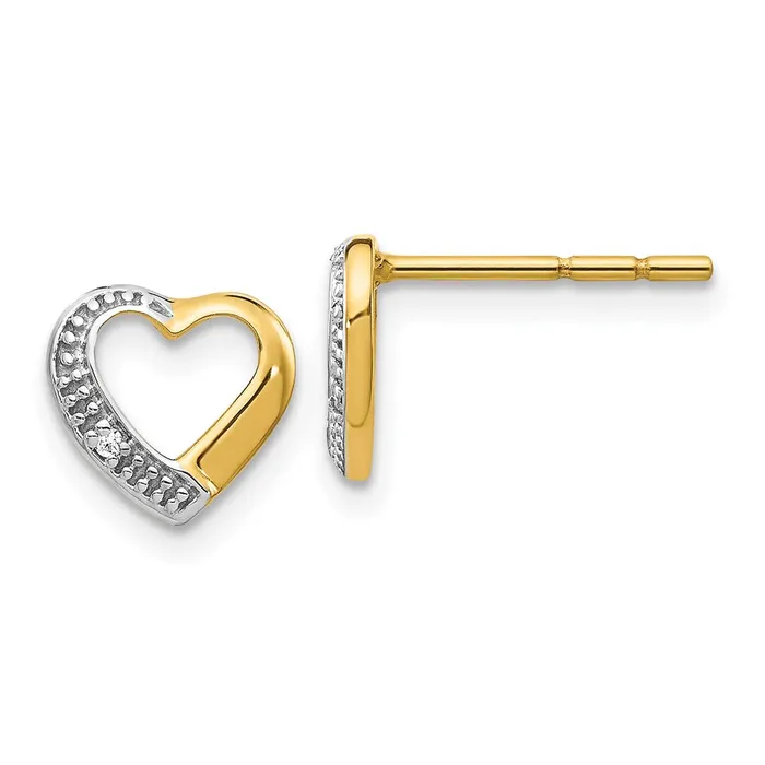 14k and Rhodium Diamond Heart Post EarringsWBCEM5517001YA WB Choice Jewelry Earrings 14k and Rhodium Diamond Heart Post EarringsWBCEM5517001YA WB Choice Jewelry Earrings