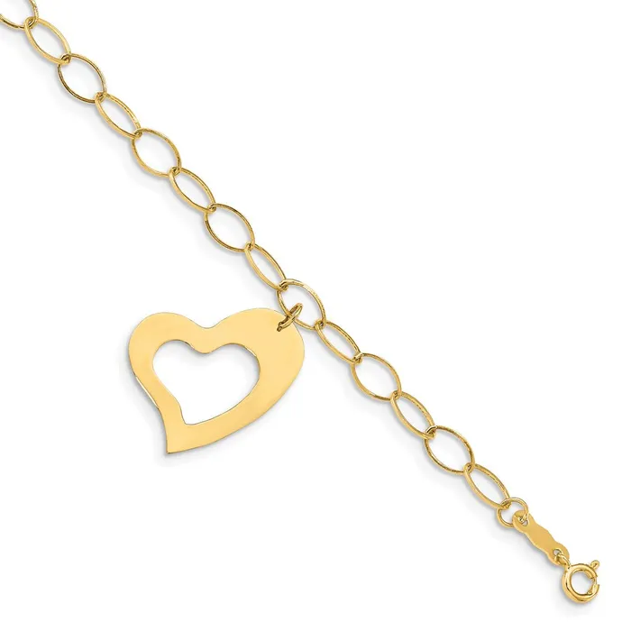 14K Oval Link Open Chain with Heart BraceletWBCFB135575 WB Choice Jewelry Bracelets 14K Oval Link Open Chain with Heart BraceletWBCFB135575 WB Choice Jewelry Bracelets