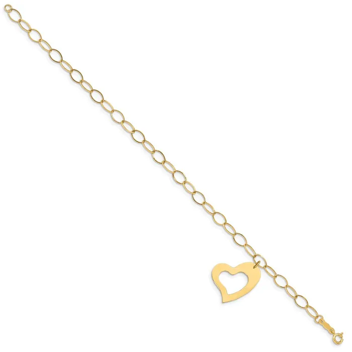 14K Oval Link Open Chain with Heart BraceletWBCFB135575 WB Choice Jewelry Bracelets 14K Oval Link Open Chain with Heart BraceletWBCFB135575 WB Choice Jewelry Bracelets