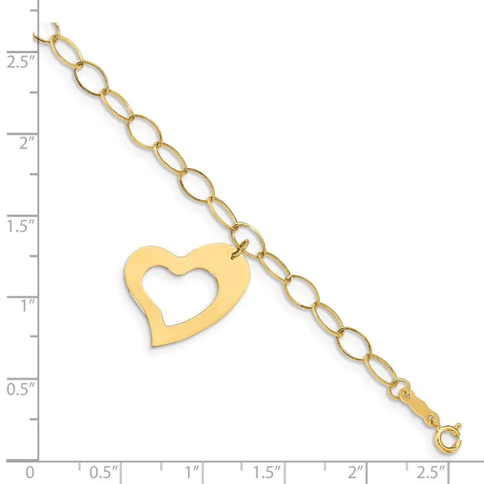 14K Oval Link Open Chain with Heart BraceletWBCFB135575 WB Choice Jewelry Bracelets 14K Oval Link Open Chain with Heart BraceletWBCFB135575 WB Choice Jewelry Bracelets