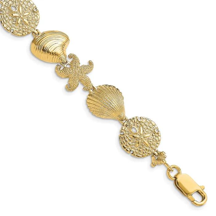 14K Starfish Shell Clam Link BraceletWBCFB170375 WB Choice Jewelry Bracelets 14K Starfish Shell Clam Link BraceletWBCFB170375 WB Choice Jewelry Bracelets