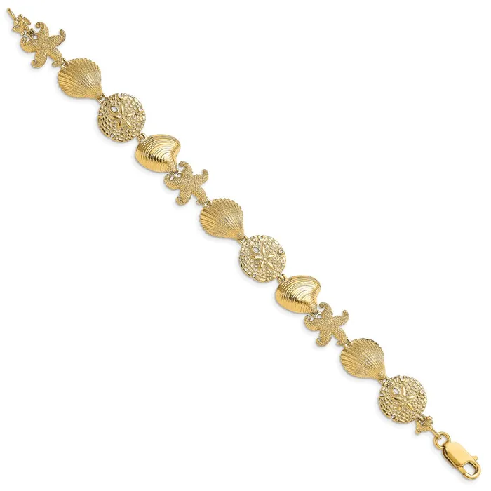 14K Starfish Shell Clam Link BraceletWBCFB170375 WB Choice Jewelry Bracelets 14K Starfish Shell Clam Link BraceletWBCFB170375 WB Choice Jewelry Bracelets