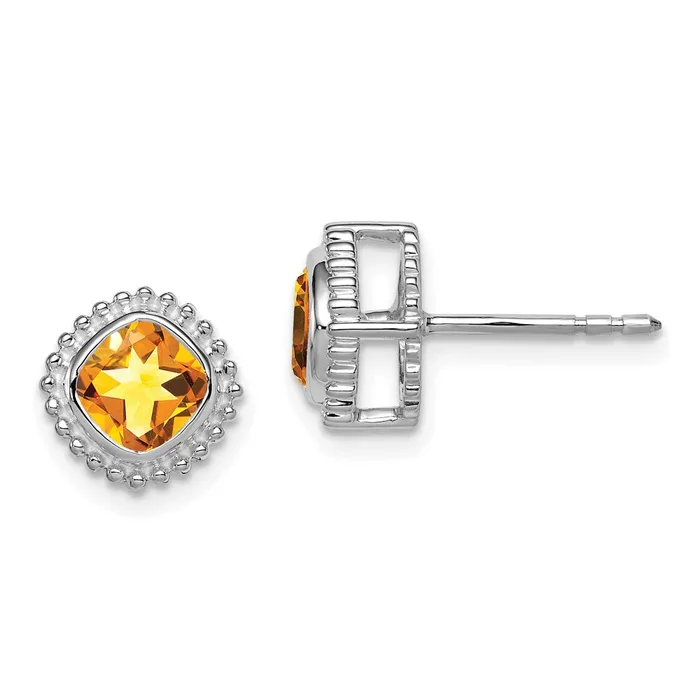 14k White Gold Cushion Citrine EarringsWBCEM7201CIW WB Choice Jewelry Earrings
