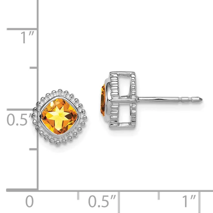 14k White Gold Cushion Citrine EarringsWBCEM7201CIW WB Choice Jewelry Earrings