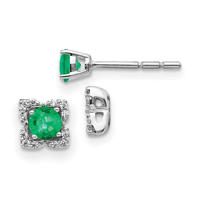 14k White Gold Diamond and Emerald Stud w Jacket EarringsWBCEM4022EM010WA WB Choice Jewelry Earrings 14k White Gold Diamond and Emerald Stud w Jacket EarringsWBCEM4022EM010WA WB Choice Jewelry Earrings