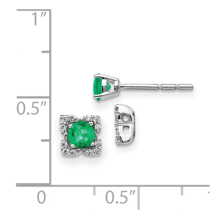 14k White Gold Diamond and Emerald Stud w Jacket EarringsWBCEM4022EM010WA WB Choice Jewelry Earrings 14k White Gold Diamond and Emerald Stud w Jacket EarringsWBCEM4022EM010WA WB Choice Jewelry Earrings