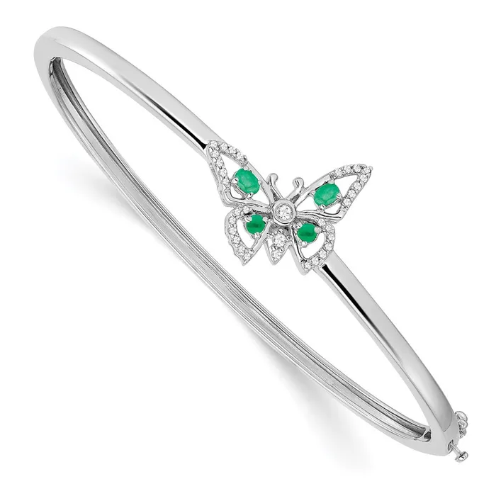 14k White Gold Emerald and Diamond Butterfly BangleWBCBM7257EM017WA WB Choice Jewelry Earrings 14k White Gold Emerald and Diamond Butterfly BangleWBCBM7257EM017WA WB Choice Jewelry Earrings