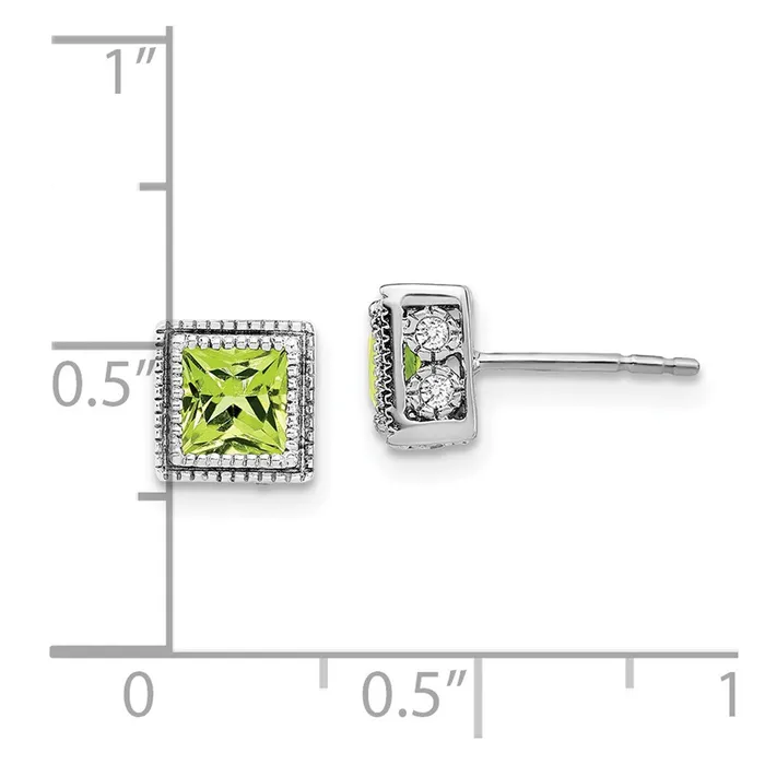 14k White Gold Square Peridot and Diamond EarringsWBCEM7096PE016WA WB Choice Jewelry Earrings 14k White Gold Square Peridot and Diamond EarringsWBCEM7096PE016WA WB Choice Jewelry Earrings