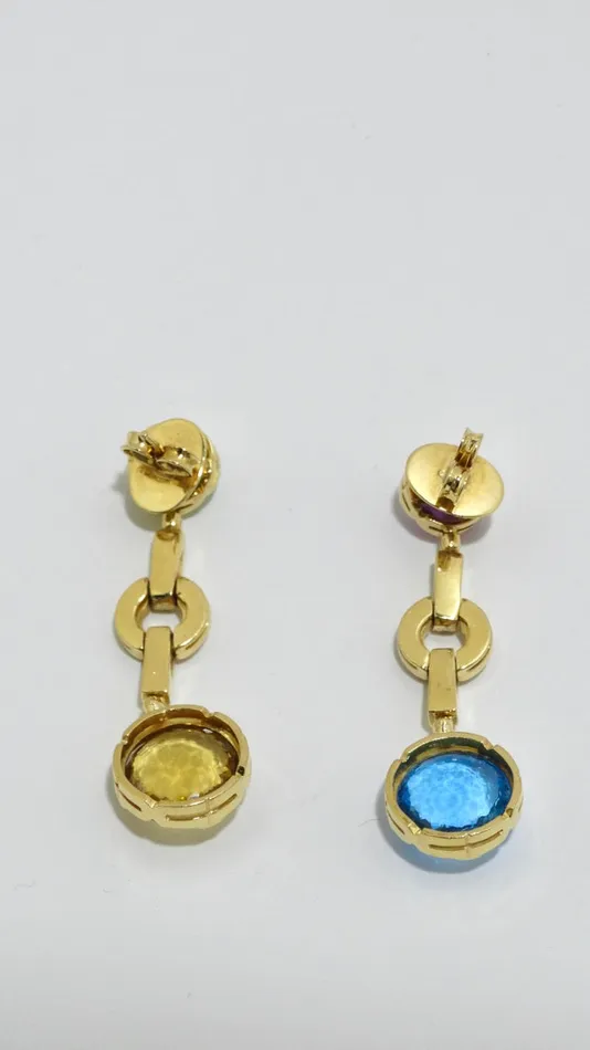 18k Yellow Gold and MultiGemstone Earrings Vintage by Misty Earrings