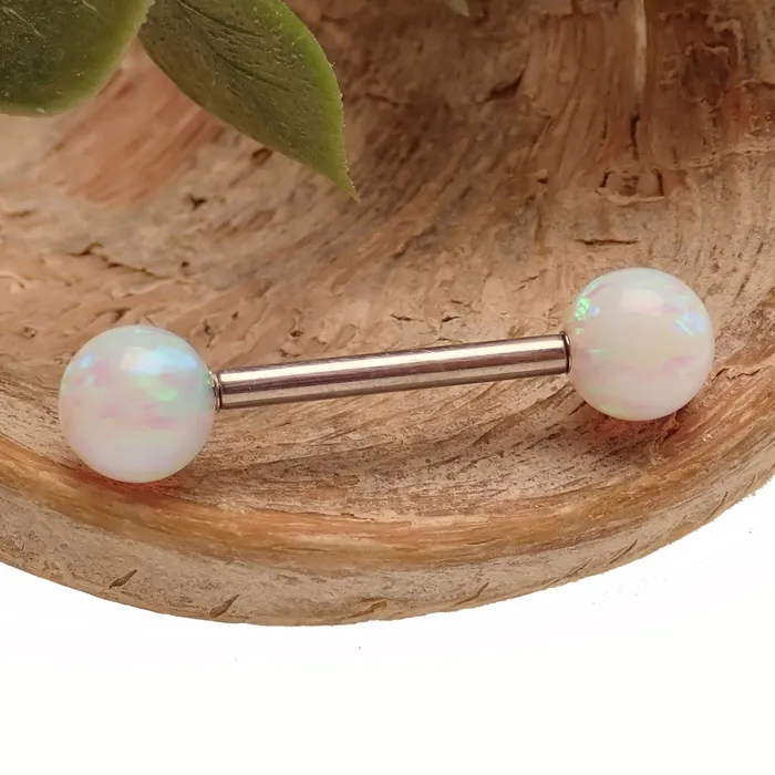 6mm Opalite White fire opals Titanium Nipple Ring 14g 12g Body Clickers Body Jewelry Rings 6mm Opalite White fire opals Titanium Nipple Ring 14g 12g Body Clickers Body Jewelry Rings
