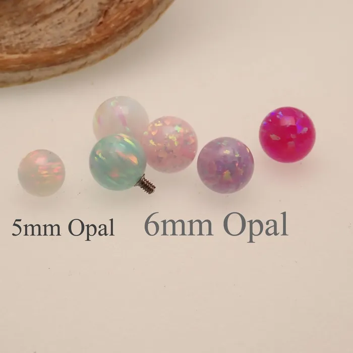 6mm Opalite White fire opals Titanium Nipple Ring 14g 12g Body Clickers Body Jewelry Rings