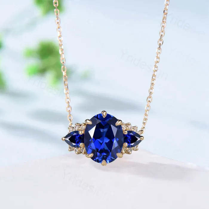 8x10mm Oval Sapphire Pendant Necklace Vintage Unique Pear Blue Sapphire Pendant Necklace Rose Gold Retro Christmas Promise Gift for Women PENFINE Necklaces 8x10mm Oval Sapphire Pendant Necklace Vintage Unique Pear Blue Sapphire Pendant Necklace Rose Gold Retro Christmas Promise Gift for Women PENFINE Necklaces