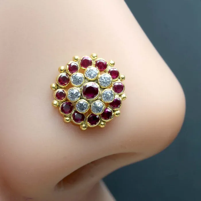 Asian Style Gold Plated Nose Stud CZ Twisted nose ring 24g Karizma Jewels Rings Asian Style Gold Plated Nose Stud CZ Twisted nose ring 24g Karizma Jewels Rings