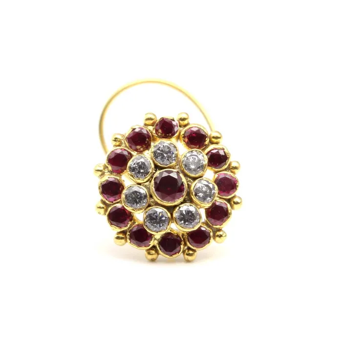Asian Style Gold Plated Nose Stud CZ Twisted nose ring 24g Karizma Jewels Rings