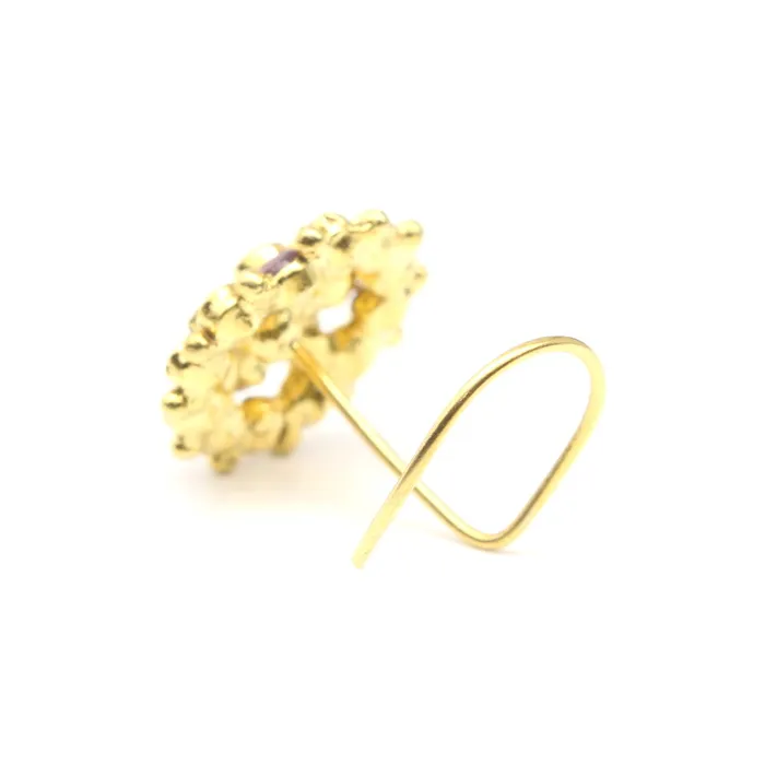 Asian Style Gold Plated Nose Stud CZ Twisted nose ring 24g Karizma Jewels Rings