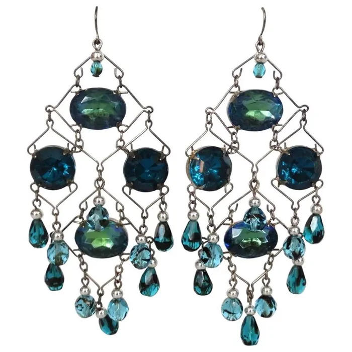 Beaded Wire Dangle Earrings Vintage by Misty Earrings