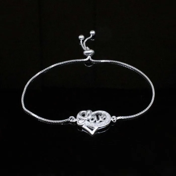 Bracelets Karizma Jewels Pure 925 Sterling Silver Trendy Love Heart Bracelet for Girls adjustable Bracelets Karizma Jewels Pure 925 Sterling Silver Trendy Love Heart Bracelet for Girls adjustable