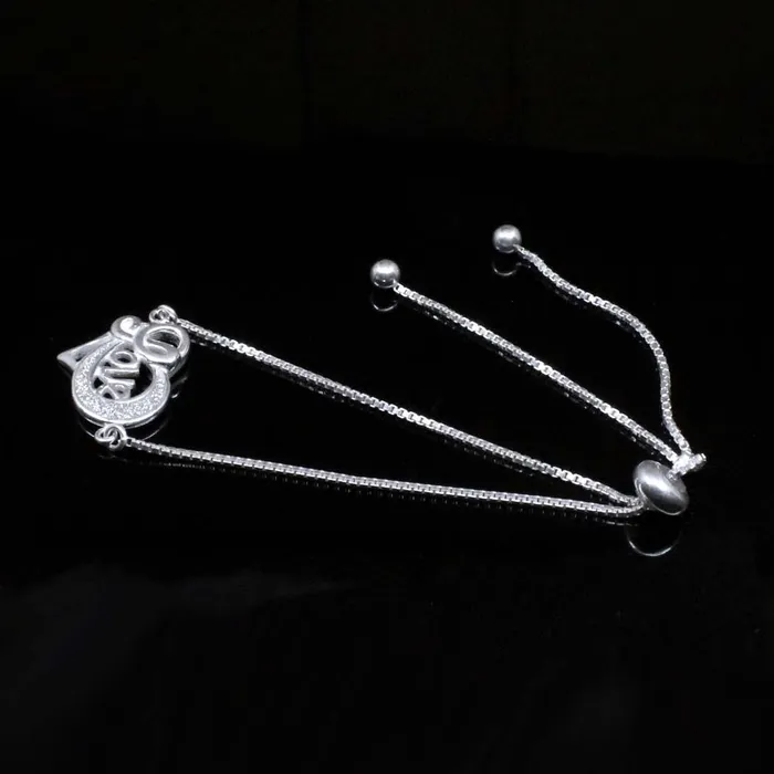 Bracelets Karizma Jewels Pure 925 Sterling Silver Trendy Love Heart Bracelet for Girls adjustable