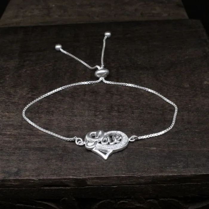 Bracelets Karizma Jewels Pure 925 Sterling Silver Trendy Love Heart Bracelet for Girls adjustable