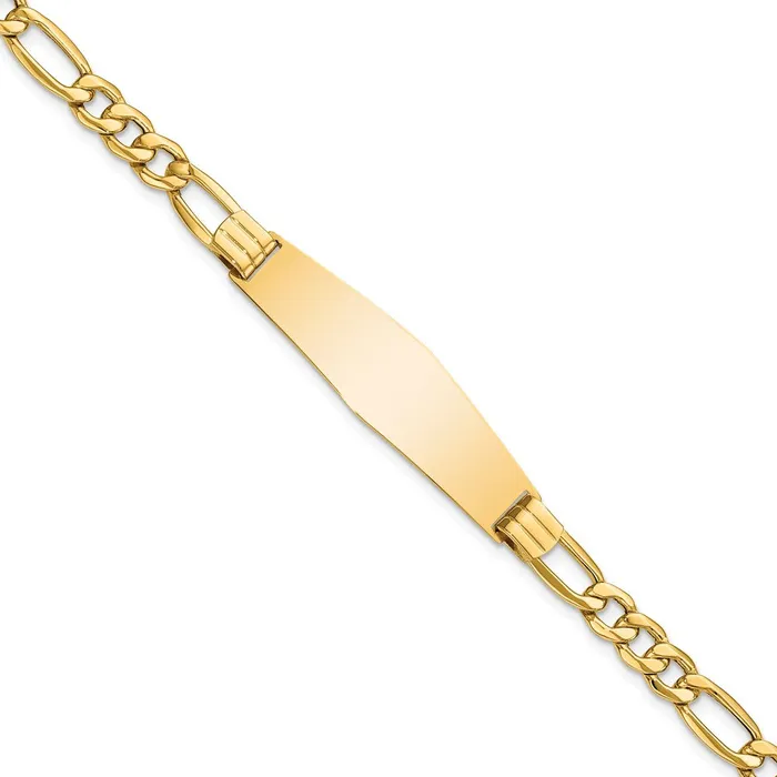 Bracelets WB Choice Jewelry 14k SemiSolid Figaro Link Soft Diamond Shape ID BraceletWBCDCID141C8 Bracelets WB Choice Jewelry 14k SemiSolid Figaro Link Soft Diamond Shape ID BraceletWBCDCID141C8