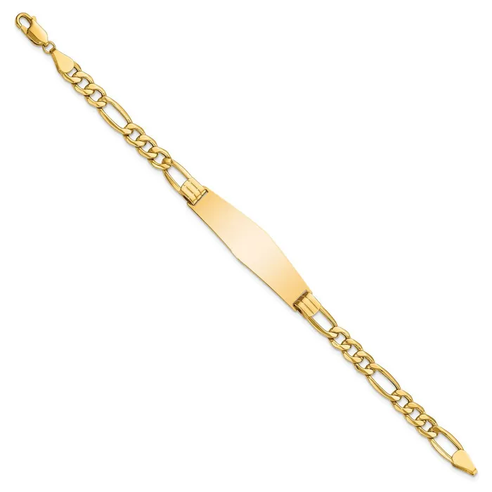 Bracelets WB Choice Jewelry 14k SemiSolid Figaro Link Soft Diamond Shape ID BraceletWBCDCID141C8 Bracelets WB Choice Jewelry 14k SemiSolid Figaro Link Soft Diamond Shape ID BraceletWBCDCID141C8