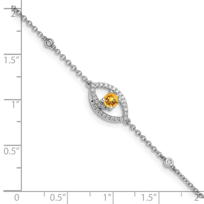 Bracelets WB Choice Jewelry 14k White Gold Polished Diamond and Citrine 7in BraceletWBCBM6896CI020WA Bracelets WB Choice Jewelry 14k White Gold Polished Diamond and Citrine 7in BraceletWBCBM6896CI020WA