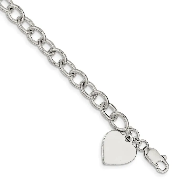 Bracelets WB Choice Jewelry Sterling Silver Engraveable Heart Fancy Link BraceletWBCQG1474825 Bracelets WB Choice Jewelry Sterling Silver Engraveable Heart Fancy Link BraceletWBCQG1474825