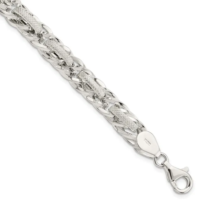Bracelets WB Choice Jewelry Sterling Silver Polished Textured Oval Link 7in BraceletWBCQG58587 Bracelets WB Choice Jewelry Sterling Silver Polished Textured Oval Link 7in BraceletWBCQG58587