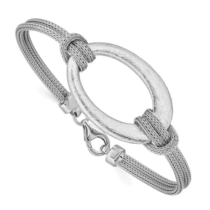 Bracelets WB Choice Jewelry Sterling Silver Rhodiumplated Brushed Oval Mesh Knotted BraceletWBCQB704 Bracelets WB Choice Jewelry Sterling Silver Rhodiumplated Brushed Oval Mesh Knotted BraceletWBCQB704