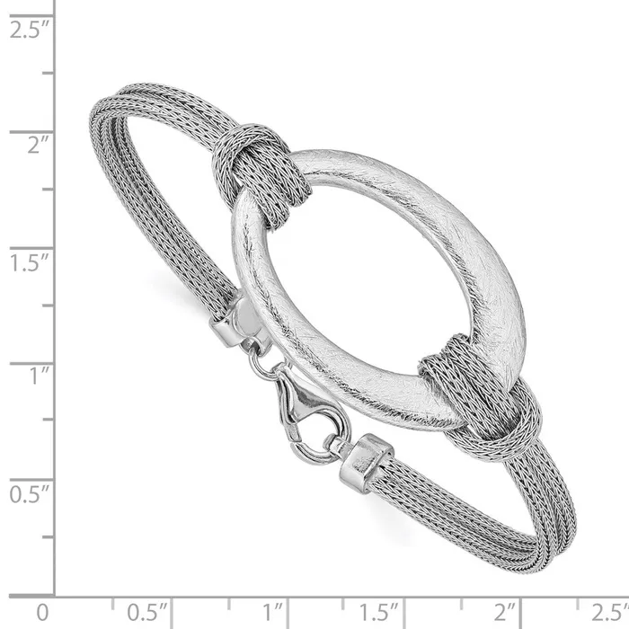 Bracelets WB Choice Jewelry Sterling Silver Rhodiumplated Brushed Oval Mesh Knotted BraceletWBCQB704 Bracelets WB Choice Jewelry Sterling Silver Rhodiumplated Brushed Oval Mesh Knotted BraceletWBCQB704